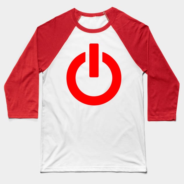 Power Button - Red Symbol Baseball T-Shirt by XOOXOO